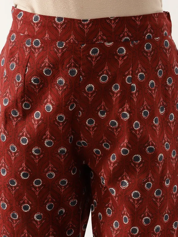 Maroon_Floral_Printed_Cotton_Anarkali_Kurta_Set_With_Dupatta_For_Women