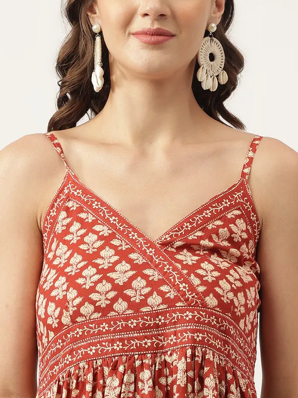 Maroon_Floral_Printed_Cotton_Tiered_Dress_With_Smoking_Back_For_Women