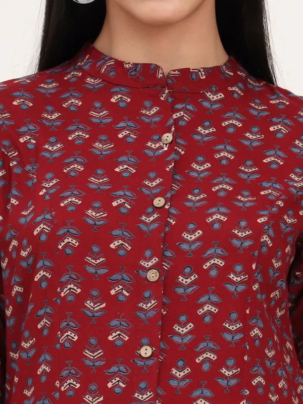 Maroon_Rayon_A-Line_Top_For_Women