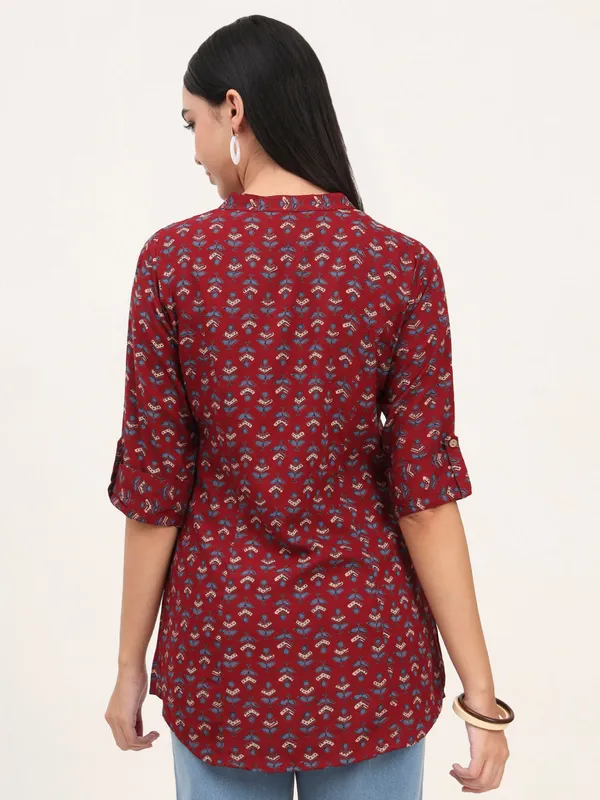 Maroon_Rayon_A-Line_Top_For_Women