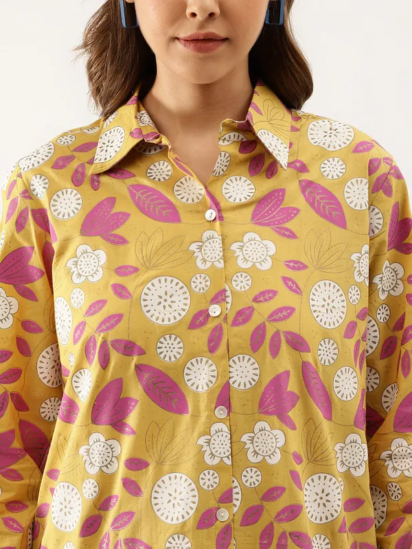 Mustard_Floral_Print_Cotton_Co-Ord_Set_For_Women