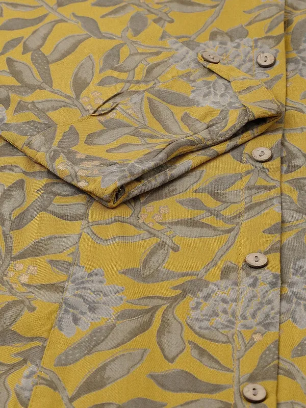 Mustard_Floral_Printed_Rayon_A-Line_Shirt_Style_Top_For_Women