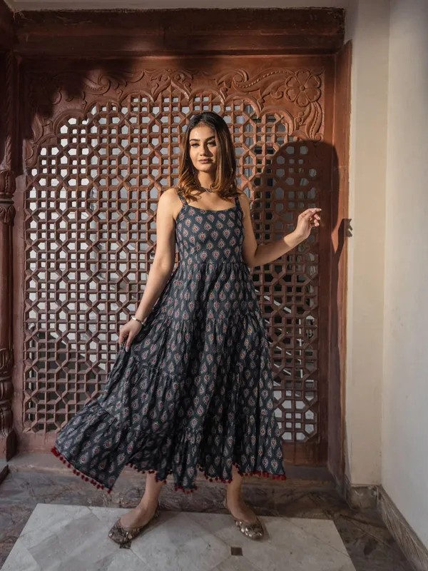 Navy_Blue_Buti_Printed_Shoulder_Strap_Long_Dress_For_Women
