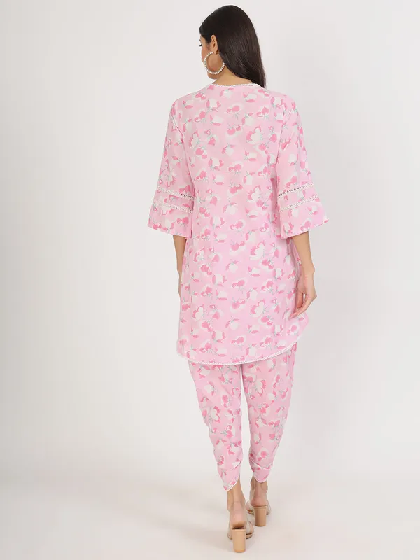 Pink_Floral_Printed_Cotton_Kurta_With_Dhoti_Co-Ord_Set_For_Women
