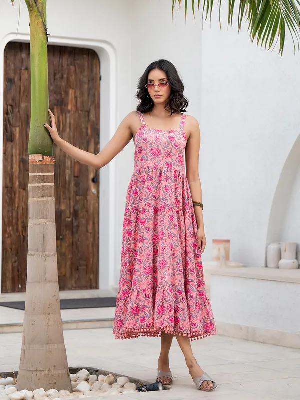Pink_Floral_Printed_Shoulder_Strip_Calf_Long_Ethnic_Dress_For_For_Women
