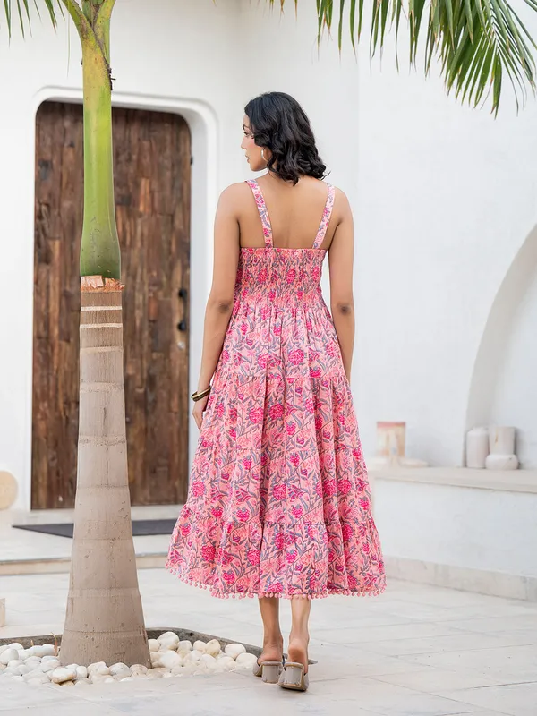 Pink_Floral_Printed_Shoulder_Strip_Calf_Long_Ethnic_Dress_For_For_Women