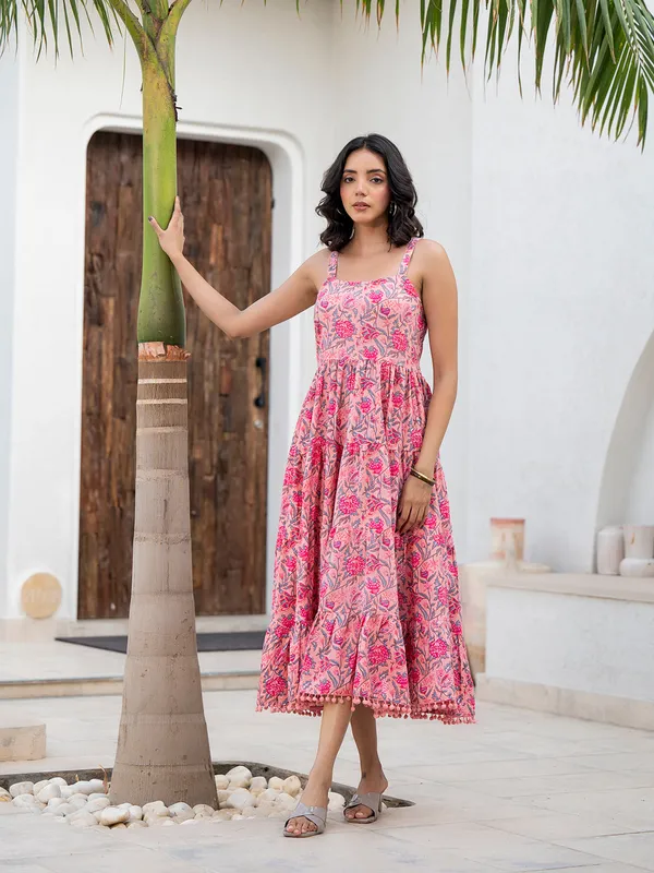 Pink_Floral_Printed_Shoulder_Strip_Calf_Long_Ethnic_Dress_For_For_Women