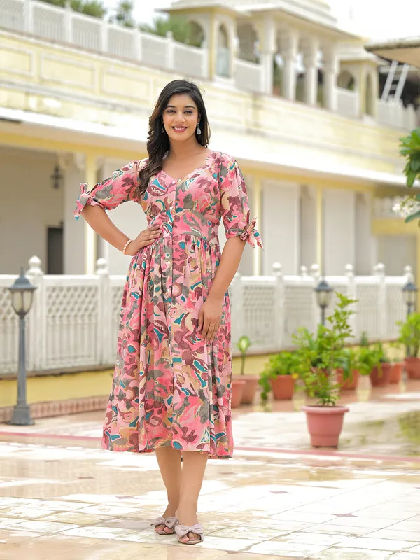 Pink_Rayon_Flare_Midi_Dress_For_Women