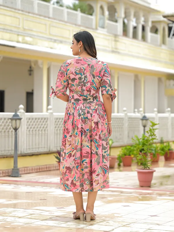 Pink_Rayon_Flare_Midi_Dress_For_Women