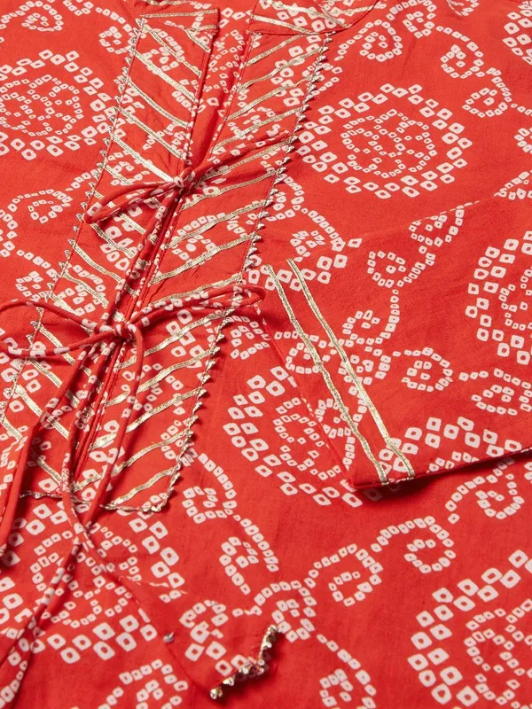Red_Bandhej_Straight_Kurta_For_Women