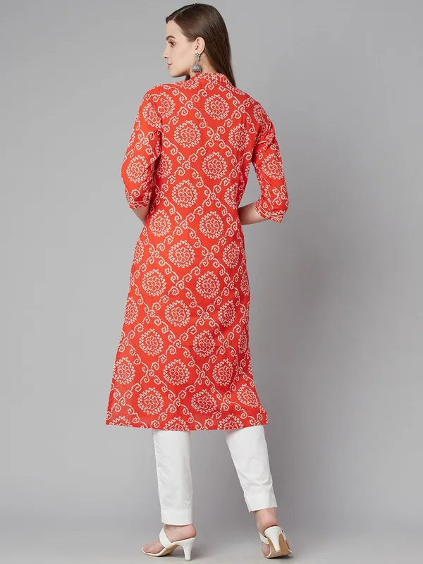 Red_Bandhej_Straight_Kurta_For_Women