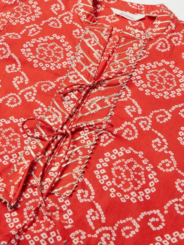 Red_Bandhej_Straight_Kurta_For_Women