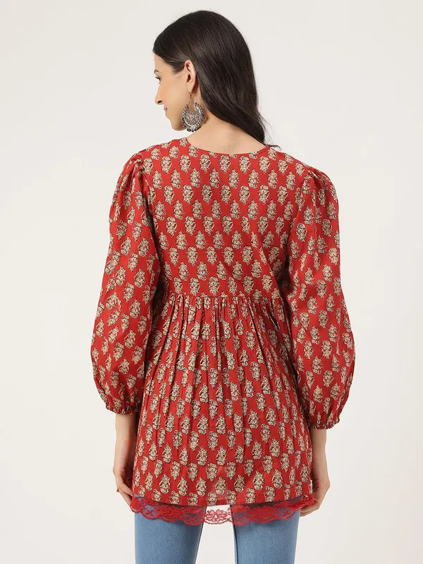 Red_Floral_Cotton_Peplum_Style_Top_For_Women