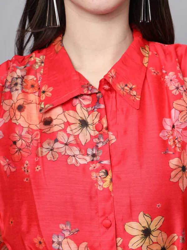 Red_Floral_Printed_Chanderi_Midi_Dress_For_Women