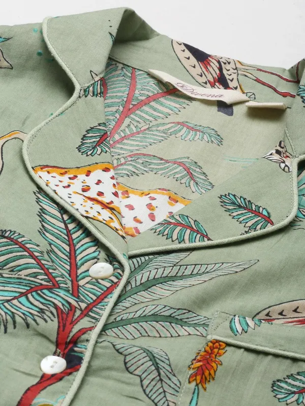 Sea_Green_Cotton_Animal_Print_Night_Suit_For_Women
