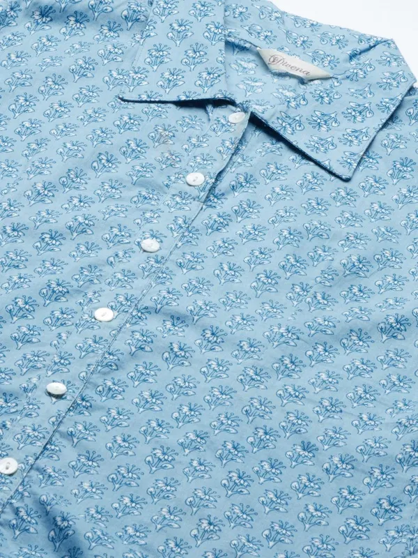 Sky_Blue_Printed_Casual_Shirt_For_Women