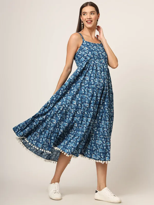 Sky_Blue_Printed_Cotton_Fabric_Fit_&_Flare_Dress_For_Women