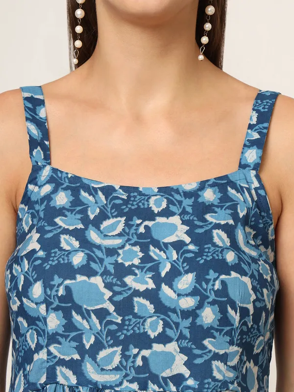 Sky_Blue_Printed_Cotton_Fabric_Fit_&_Flare_Dress_For_Women