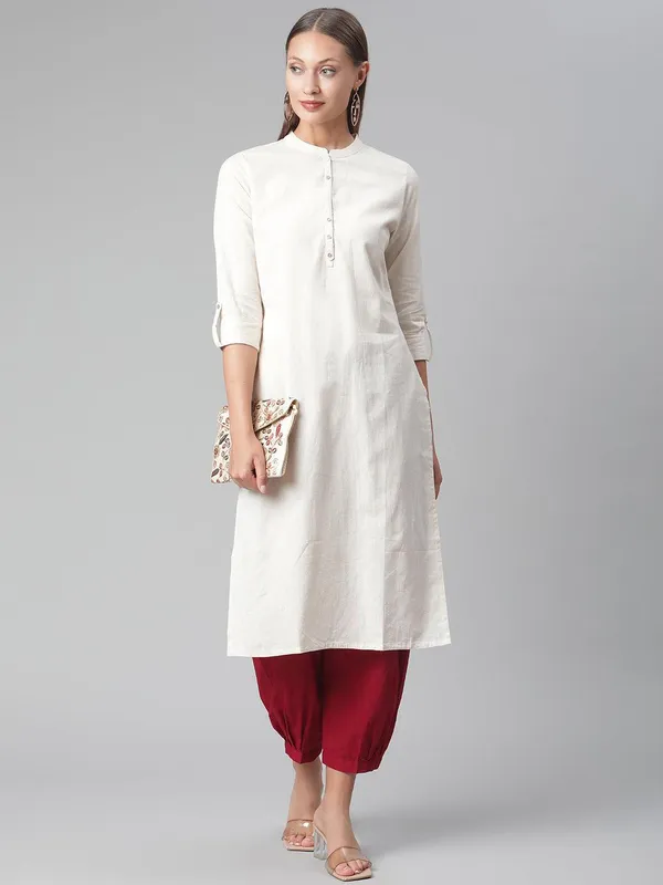 Solid_Beige_Cotton_Kurta_For_Women