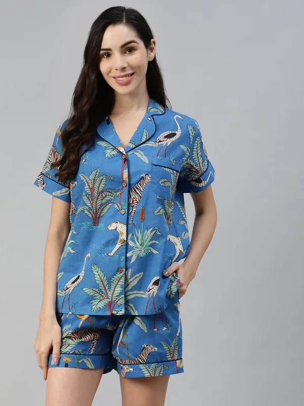 Teal_Blue_Cotton_Quirky_Print_Night_Suit_For_Women