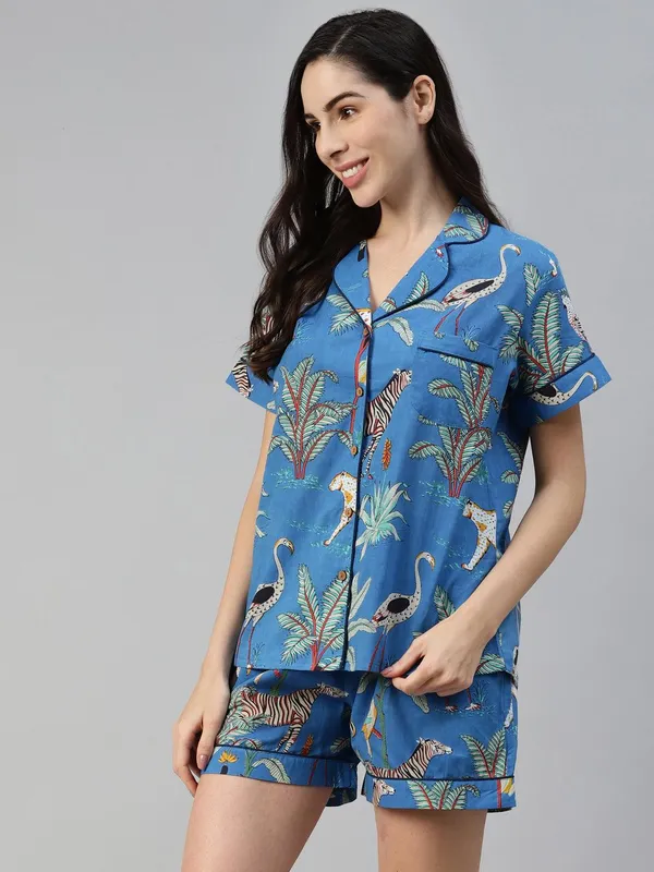 Teal_Blue_Cotton_Quirky_Print_Night_Suit_For_Women