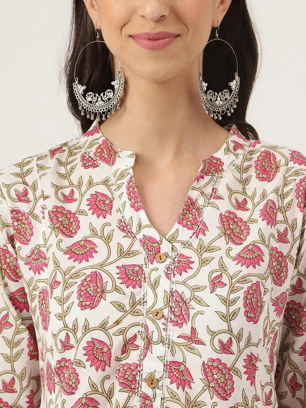 White_Floral_Printed_Anarkali_Kurta_Palazzo_Set_For_Women