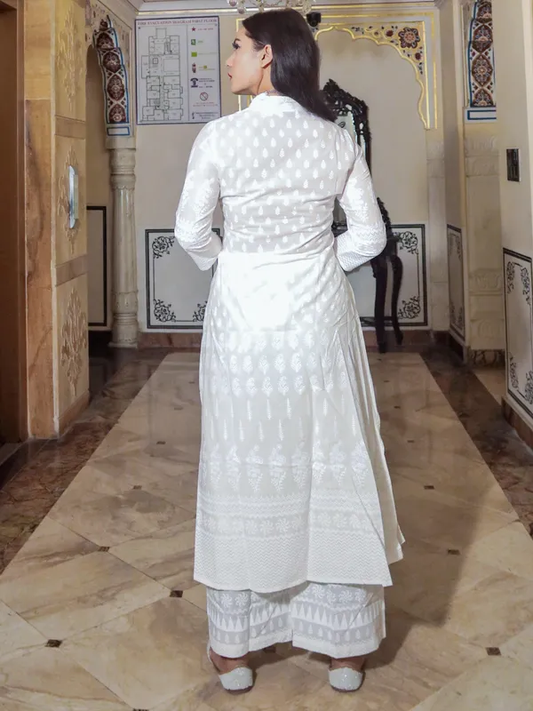White_Khari_Print_Cotton_Kurti_With_Palazzo_Set_For_Women