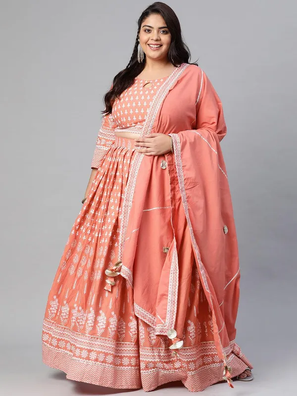 Plus_Size_Pink_Printed_Crop_Top,_Lehenga_With_Dupatta_Set_For_Women