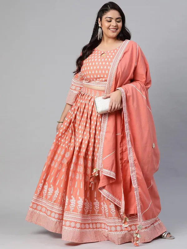 Plus_Size_Pink_Printed_Crop_Top,_Lehenga_With_Dupatta_Set_For_Women