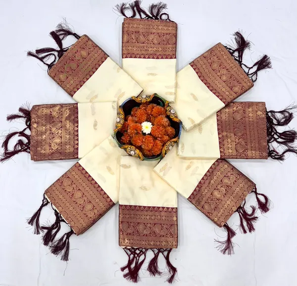 Elegant_Cream_&_Wine_Soft_Banarasi_Silk_Saree_with_Rich_Zari_Pallu