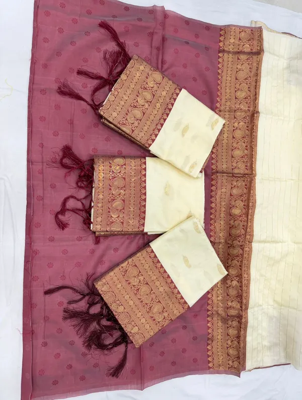 Elegant_Cream_&_Wine_Soft_Banarasi_Silk_Saree_with_Rich_Zari_Pallu