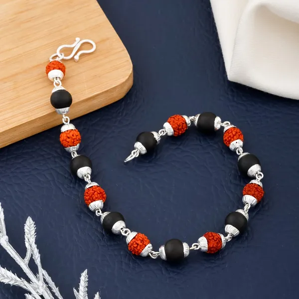 Karungali_and_Rudraksha_Silver_Mala_with_Bracelet_-_Combo_-_For_Unisex