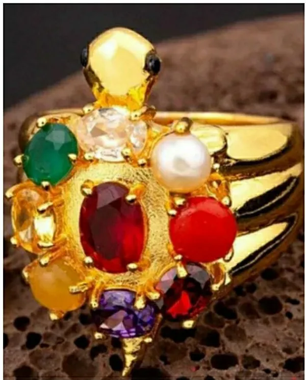 Navaratan_Meru_Ring_and_Crystal_Meru_Ring_Combo_-_For_Unisex_--_Pack_Of_2