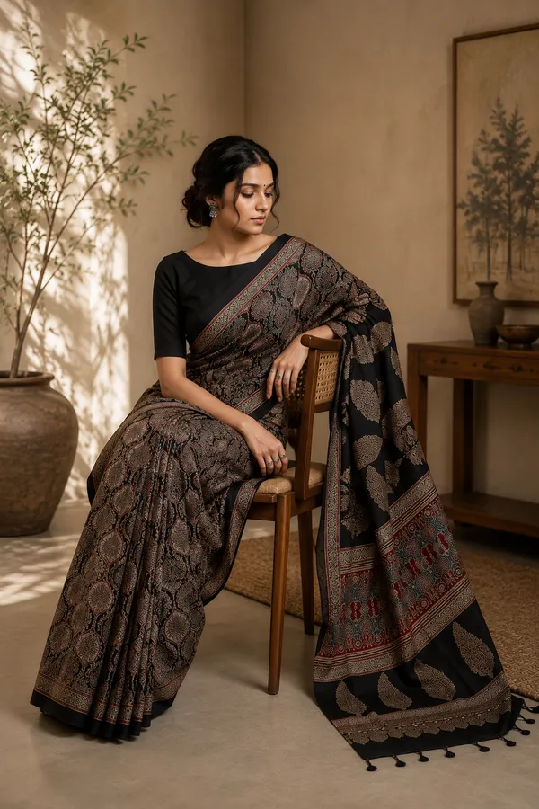 Black_Ajrakh__Silk_Saree