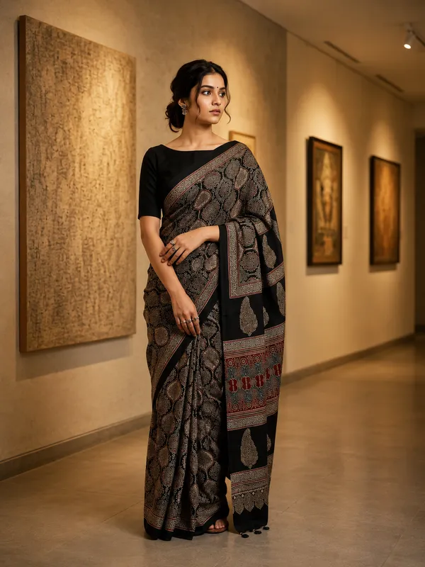 Black_Ajrakh__Silk_Saree