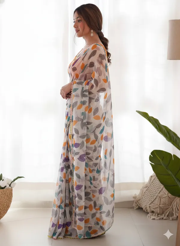 Orange_Heavy_Chiffon_Saree_For_Women