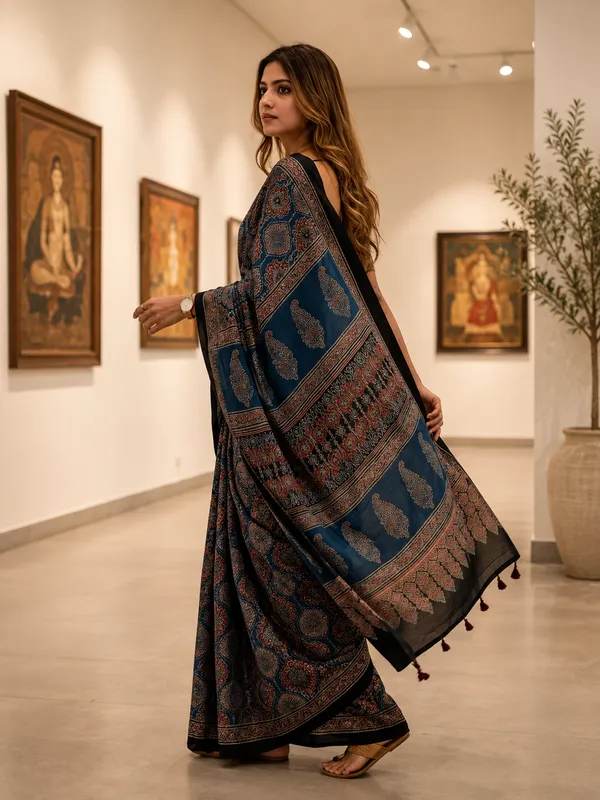 Blue_Ajrakh__Silk_Saree