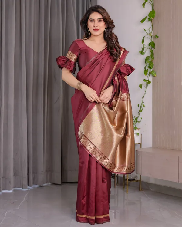 CLASSIC_MARRON_BANARASI_SILK_SAREES