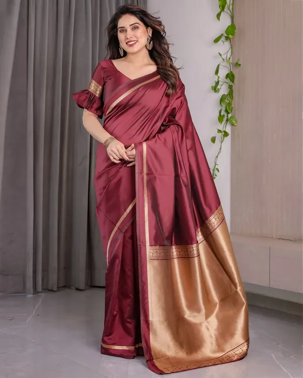 CLASSIC_MARRON_BANARASI_SILK_SAREES
