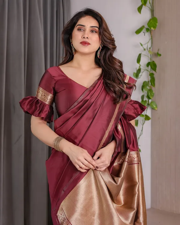CLASSIC_MARRON_BANARASI_SILK_SAREES