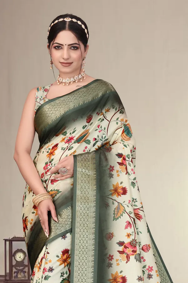 Green_Cotton_Silk_Digital_Print_&_Jacquard_Border_With_Fancy_Latkan_Saree_For_Women