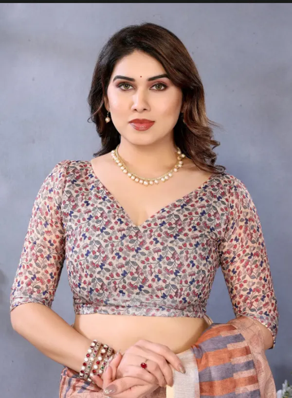 Brown_Linen_Cotton_Printed_Saree_For_Women
