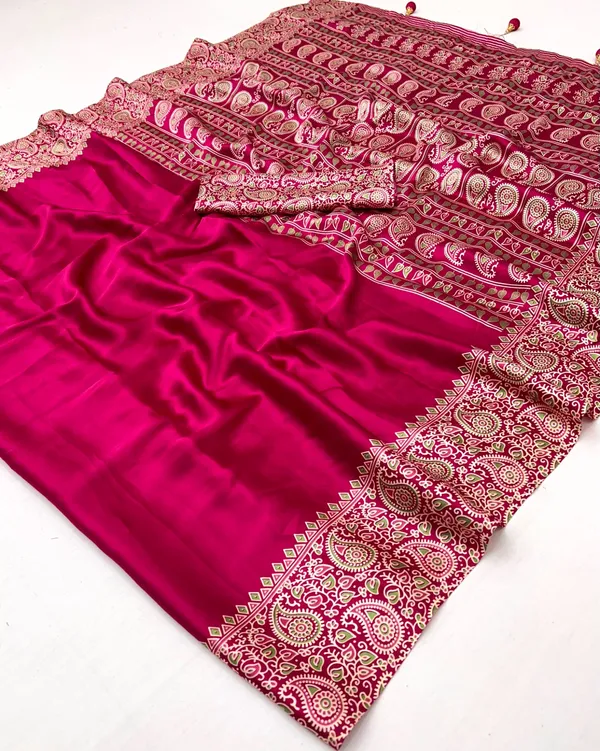 Rani_Pink_With_Ajrakh_Pallu_Modal_Silk_Sarees