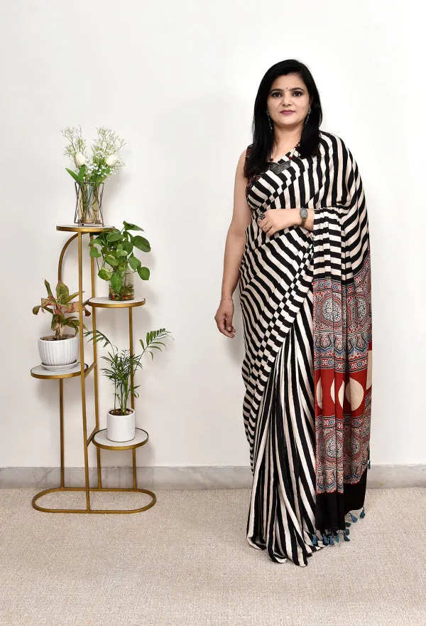 Red_And_Cream__Ajrakh_Modal_Silk_Saree