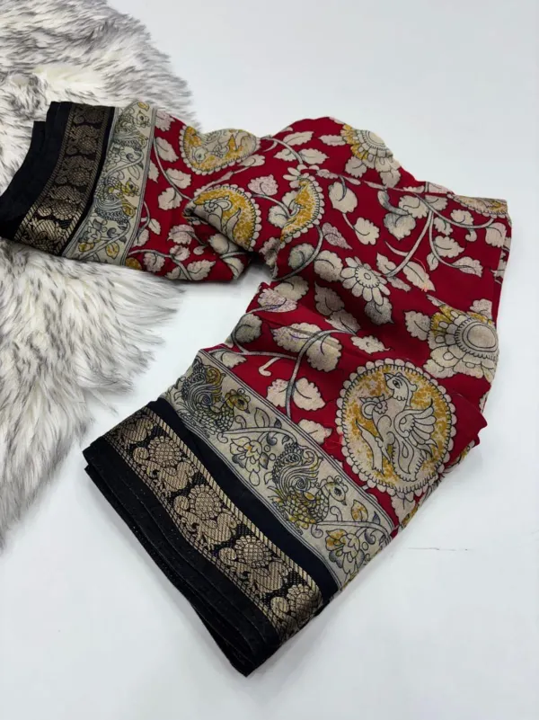 Red__Mangakari_Viscose_Silk_Print_And_Weaving_Work
