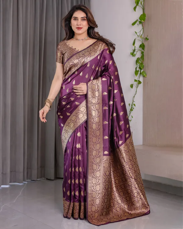 WINE_BANARASI_SILK_SAREES