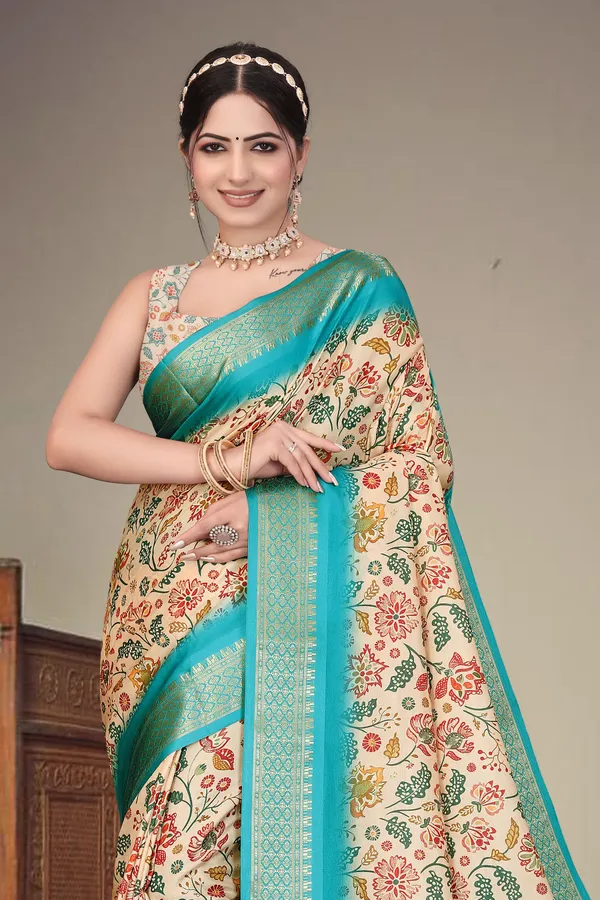 Cream_Cotton_Silk_Digital_Print_&_Jacquard_Border_With_Fancy_Latkan_Saree_For_Women