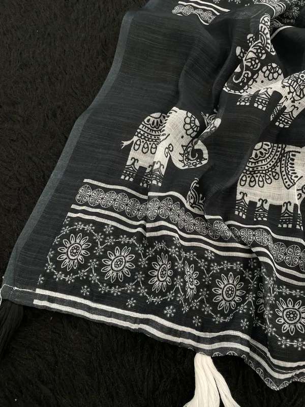 Black_Handloom_Linen_Cotton_Saree_For_Women