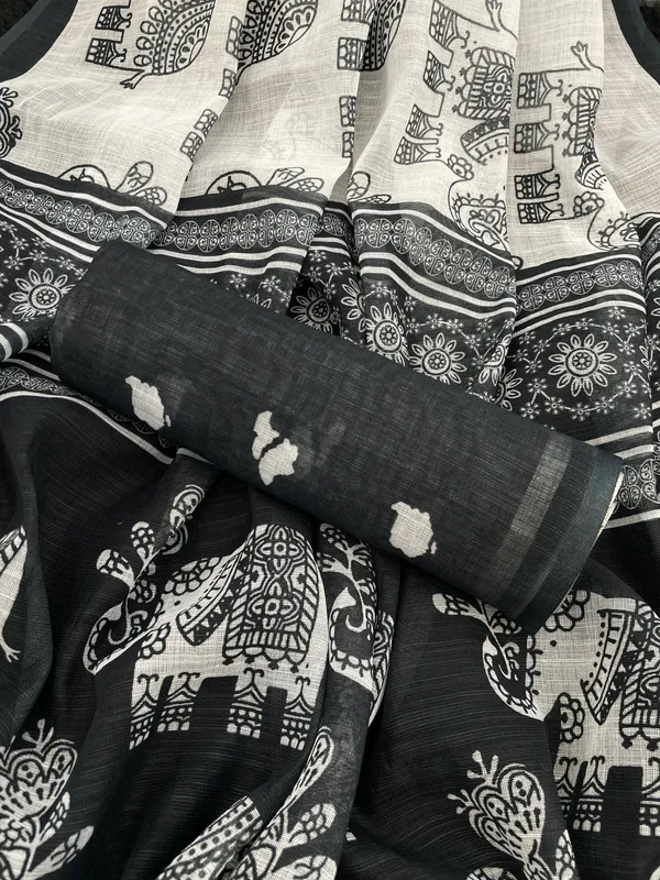 Black_Handloom_Linen_Cotton_Saree_For_Women