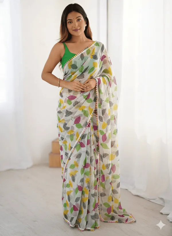 Light_Green_Heavy_Chiffon_Saree_For_Women